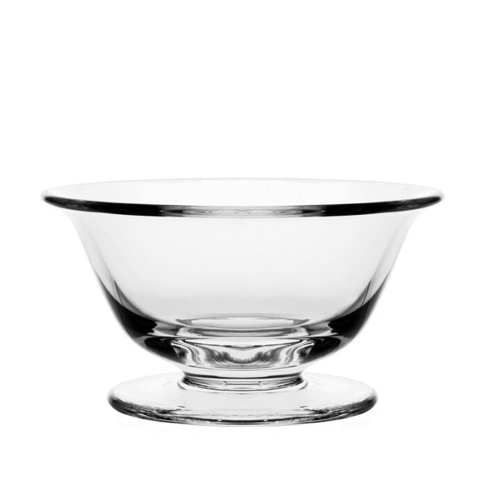 The William Yeoward Alice Bowl is a handmade crystal dessert bowl with Georgian-inspired design, featuring a wide rim, flared sides, and sturdy round base, shown here against a white background.