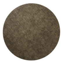 The Bodrum Tresse Round Placemat Set of 4 features brown, textured mats with a grid of small dark squares, crafted from phthalate-free vinyl for a stylish and safe addition to your table.