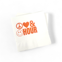 Cocktail Napkin Pack - Peace Love Happy Hour - Orange.