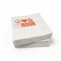 Cocktail Napkin Pack - Peace Love Happy Hour - Orange.