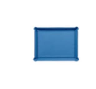 A rectangular blue leather Graphic Image Leather Ottoman Tray with raised edges.