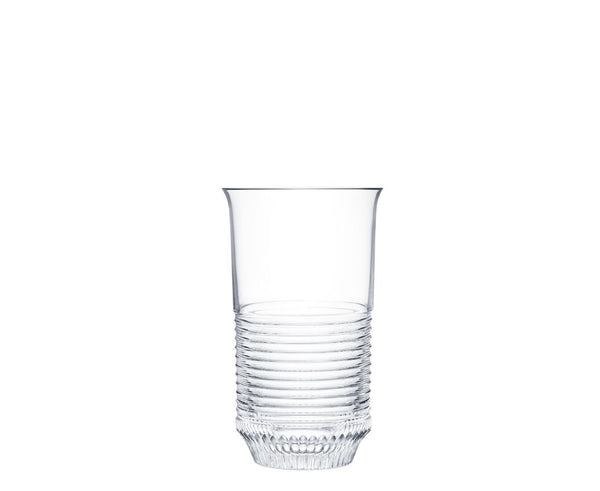 The Cadence Barware crystal tumbler by Saint-Louis/Hermes features hand-blown clarity and a ribbed, textured lower half, displayed against a plain white background.