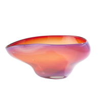 The Harmony Bowl Red - Large by Global Views/Surya features a sculptural handblown glass design with smooth, asymmetrical lines and vibrant gradients—an eye-catching modern art piece and decorative catchall for any space.