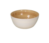 The Bamboo Classic - Mini Dip Bowl by Albert L features a glossy beige interior and matte white exterior—a stylish, durable tableware piece ideal for daily use, shown here against a plain white background.