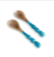 Two Beatriz Ball Resin Rio Bubble Salad Servers with blue bubble handles are placed side by side on a white background.