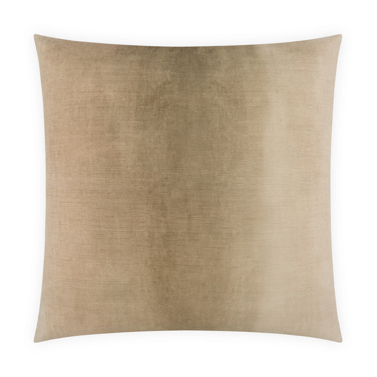 The Lennox Pillow Desert by D.V. KAP / Canaan Company is a square beige pillow with a soft, velvety texture. Its subtle shading adds plush comfort, making it ideal for complementing any neutral décor palette. Shown on a white background.