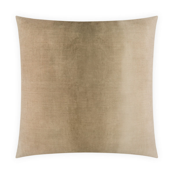 The Lennox Pillow Desert by D.V. KAP / Canaan Company is a square beige pillow with a soft, velvety texture. Its subtle shading adds plush comfort, making it ideal for complementing any neutral décor palette. Shown on a white background.