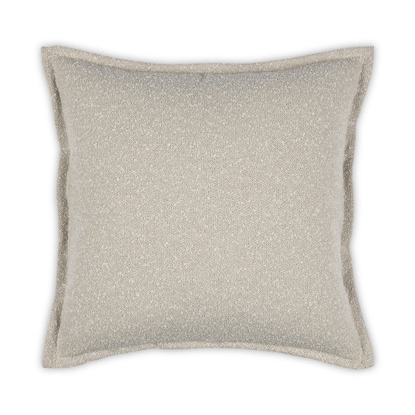 The Oakley Penelope Pillow by Moss Studio, in a 22 x 22 inch size and oatmeal color, features a square shape with subtle textured fabric and a modern flange edge, shown against a white background.