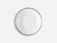 A Bernardaud Athena Platinum Dinnerware plate with a simple metallic rim is photographed from above on a plain light gray background.