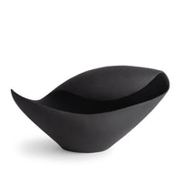 The Bernard Bowl - Black by FlowDecor Inc. is a modern decorative bowl with a matte finish and an asymmetrical, pod-like shape, shown against a white background.