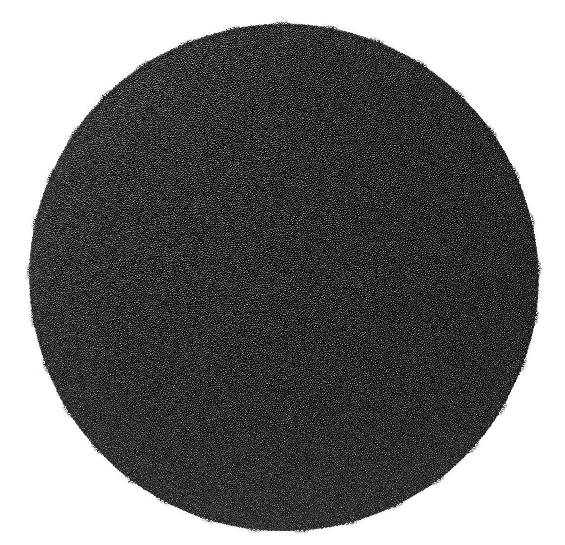A black, textured circular object on a white background, similar to the Bodrum Charm Placemat Black Set of 4.