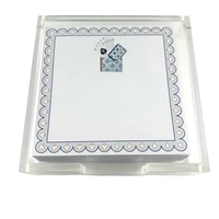 Maven Home Playing Cards Notepad & Holder featuring a square memo pad with a card suit border and playing card motif, housed in a clear acrylic notepad holder.