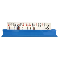 The Canasta Sets Canasta Rack is a blue card rack displaying playing cards in a row—jacks, tens, queens, eights, and nines—making it an ideal addition to your canasta accessories or Canasta Sets collection.