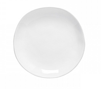 The Livia Dinnerware White plate by Casafina/Costa Nova is a round, white ceramic piece with subtly uneven edges, shown from above on a white background as part of a modern tableware collection.