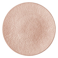 The Raynaud Mineral Irise Dinnerware- Copper plate features a round, textured design with raised radiating ridges and an iridescent glaze, adding elegance to your table setting.