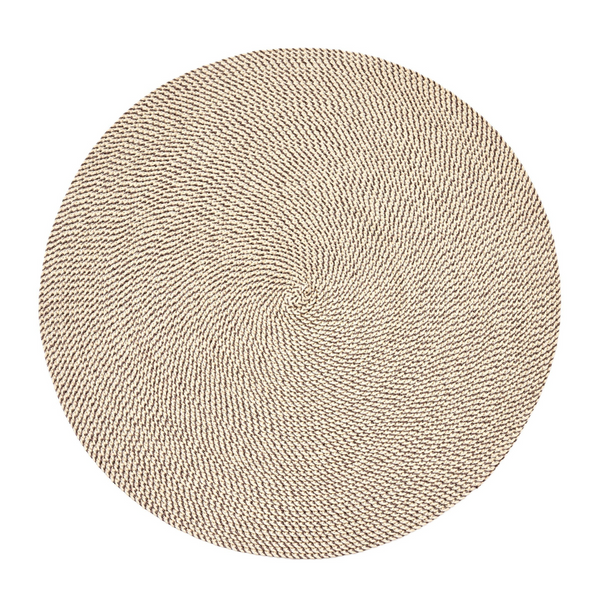 Enhance your table with the Deborah Rhodes Rattan Round Weave Placemat Set of 4 in Slate—textured, round placemats that add organic charm and style, perfect for eco-friendly décor against a crisp white background.