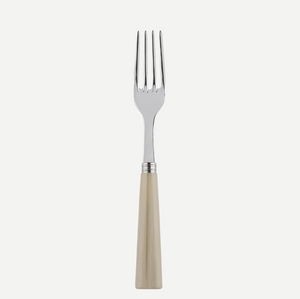 The Sabre Nature Serving Fork features a shiny stainless steel head and a light beige, tapered handle with a subtle horn effect, centered on a plain white background.