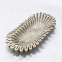 Rift Tan Marble Oval Bowl.