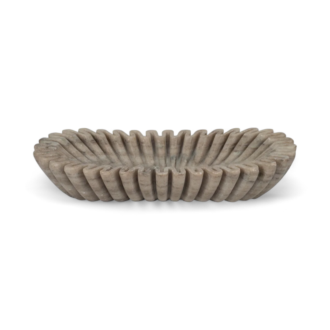 Rift Tan Marble Oval Bowl.