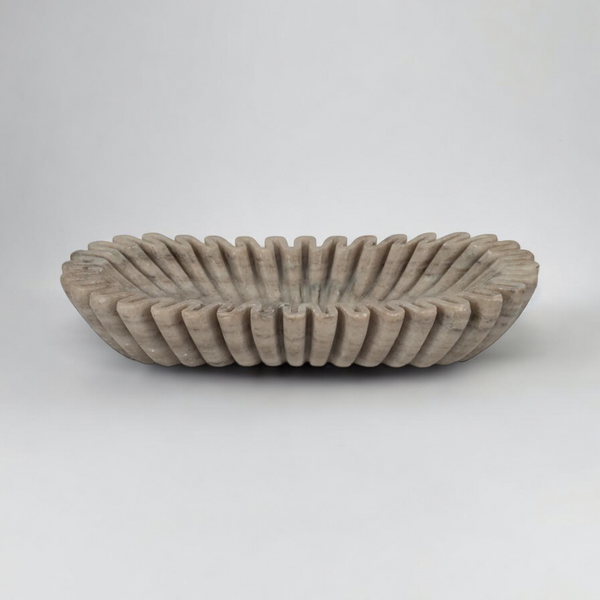 Rift Tan Marble Oval Bowl.