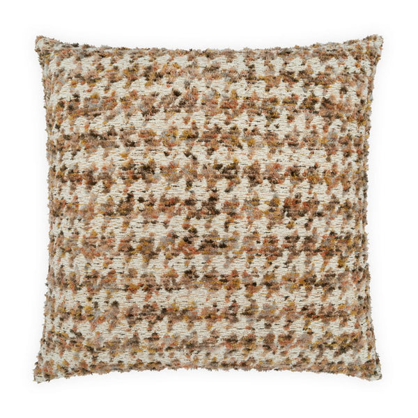 Add a touch of luxury to your modern interior with the Jaden Pillow Desert by D.V. KAP / Canaan Company. Featuring a textured, multicolored pattern in shades of brown, beige, orange, and yellow, this square decorative pillow stands out beautifully against a white background and elevates any living space with visual interest.