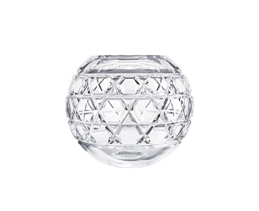 Royal Vase - Saint-Louis/Hermes spherical clear crystal vase featuring a geometric faceted pattern.