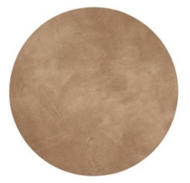 The Bodrum Tanner Round Placemat Set of 4 features light brown, suede-like vegan leather with subtle shading. Stylish and easy to care for, these placemats add a modern touch to your table.