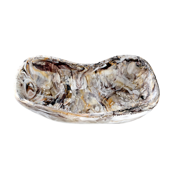 Swirl Colored Resin Scallop Rectangle Bowl - Mocha.