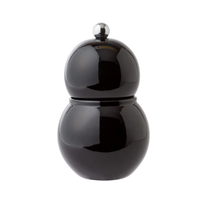 The Addison Ross Chubbie Bobbin Salt or Pepper Shaker is a glossy black, gourd-shaped mill with a rounded top and metallic knob, finished in high gloss lacquer and shown against a white background.