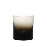 The Moser Whiskey Set DOF Glass 370 ml is a minimalist, cylindrical tumbler made from lead-free crystal with a black-to-clear gradient design, shown against a white background.