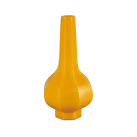 The Dynasty Stem Yellow Vase by Currey & Company features a bright yellow ceramic body with a tall, narrow neck, bulbous base, and smooth glossy finish, inspired by the classic Peking Stem Vase and reimagined with a modern geometric design.