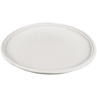 The Relish Double Line Melamine Dinnerware White plate features a simple white design with a slightly raised rim, ideal for outdoor entertaining, shown from above on a white background.