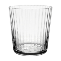 The MATCH Lando Pleat Glassware is a clear, empty tumbler featuring vertical ridges and crafted with mouth-blown glass techniques, displayed against a plain white background.