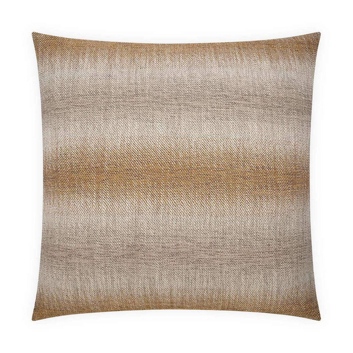 The Sullivan Pillow Amber by D.V. KAP / Canaan Company features a soft, woven textured gradient in brown and beige, fading from dark center to light edges. This decorative throw pillow measures 22 x 22 inches.