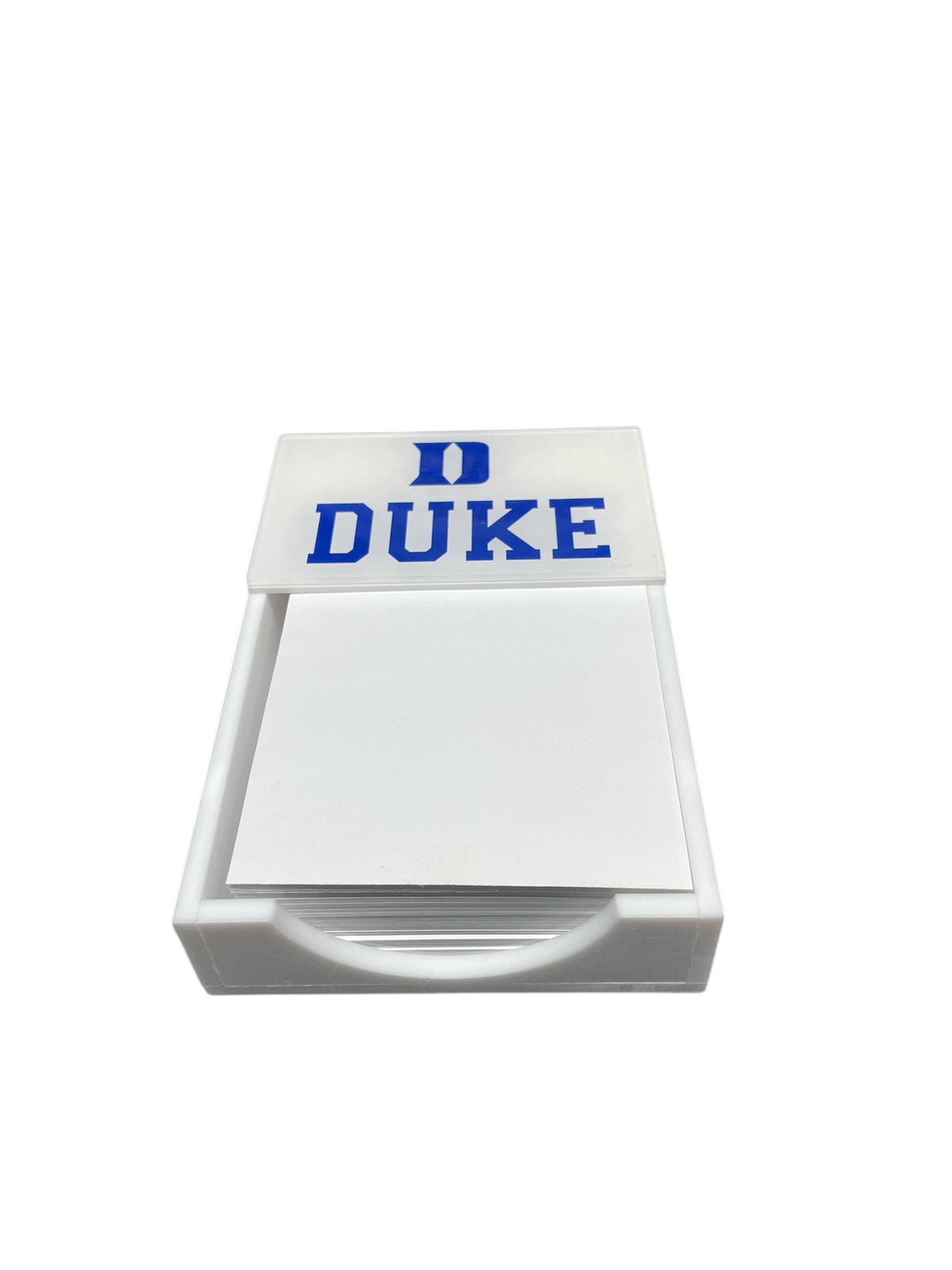 The College Note Pad by Eye Candy is a white custom holder with blank sheets, featuring "DUKE" and a bold blue D on the lid—an ideal graduation gift or college accessory.
