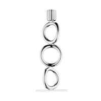 The Vertigo Silver Plated Candlestick by Christofle showcases three interconnected oval and circular shapes, forming a striking modern design that stands elegantly on a flat base.