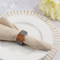 Two Tone Cube Napkin Ring Set of 4 - Grey.
