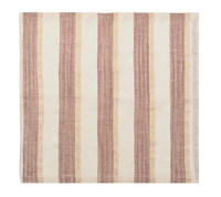 A set of four rectangular napkins by Kim Seybert, featuring vertical stripes in alternating beige and reddish-brown tones on a white background, with the pattern repeating evenly across each napkin.