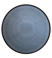 The Tourron Ecorce Dinnerware Bleu & Grey by Jars - Rosenthal is a round stoneware plate with a smooth matte blue-gray finish and dark rim, handmade in France for timeless durability.