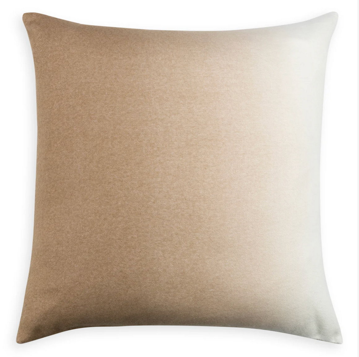 The Johanna Howard Dip Dye Pillow Camel is a square throw pillow with an elegant ombré gradient that transitions from beige to light cream against a white background.