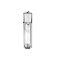 The Addison Ross Flute Salt & Pepper Shaker features clear acrylic with vertical ridges, a cylindrical shape, ceramic mechanism, and a round silver knob on top, shown standing upright against a white background.