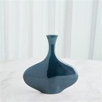 The Silhouette Reactive Vase Blue by Global Views/Surya is a bulbous ceramic vase with a narrow neck, featuring a rich blue glaze inspired by Portuguese ceramic traditions.