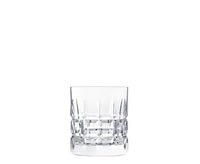 The Saint-Louis Manhattan Barware tumbler features clear, faceted crystal with a textured lower half, showcased against a plain white background.