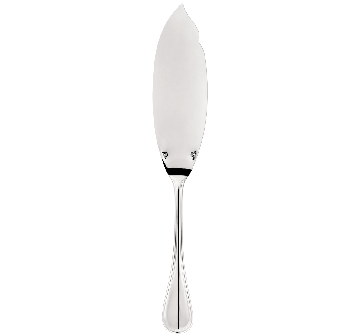 The Christofle Albi Serving Piece in silver plate features a leaf-shaped flat blade and decorative handle, displayed on a plain white background.