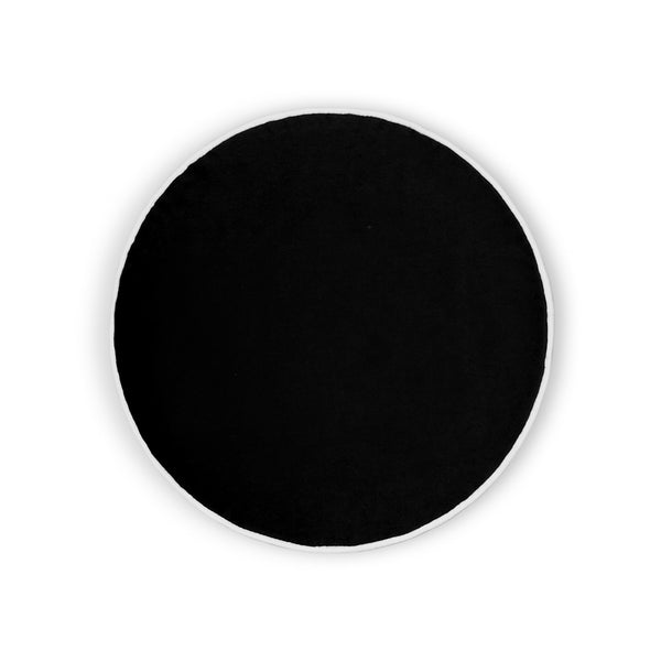 The Posh Circle Pillow 18″D by D.V. KAP / Canaan Company features a solid black design with soft edges, centered on a white background.