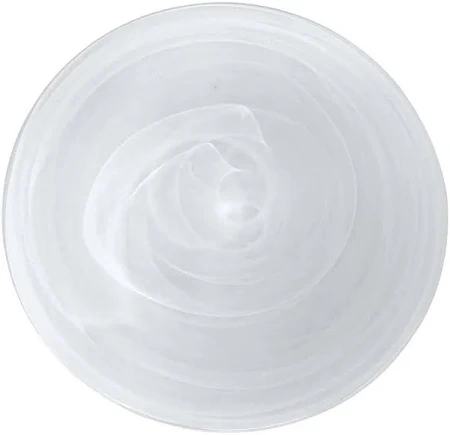 A top-down view of white cream swirled in concentric patterns on a Swirl Alabaster Dinnerware White plate from Mariposa, part of their Set of 4.
