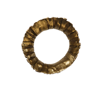 The Kim Seybert Clinched Napkin Ring in Gold & Silver is a set of 4 textured, sculpted brass rings with a folded, uneven surface, ideal for modern table decor. Shown on a plain white background.
