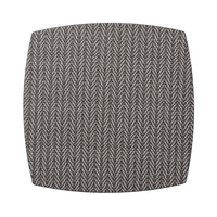 Square Twill Placemat Set of 4 - Black & White with rounded sides and a black and white herringbone pattern inspired by men’s suiting.