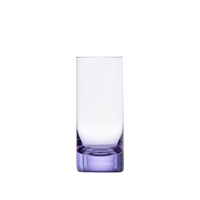 The Moser Whiskey Spirit Glass is a clear crystal tumbler with a thick, light purple base, displayed upright on a white background.