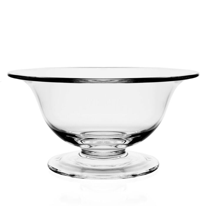 The William Yeoward Alice Bowl is a Georgian-inspired, hand-made crystal piece featuring clear glass, a wide flared rim, and a short pedestal base, shown here against a white background.